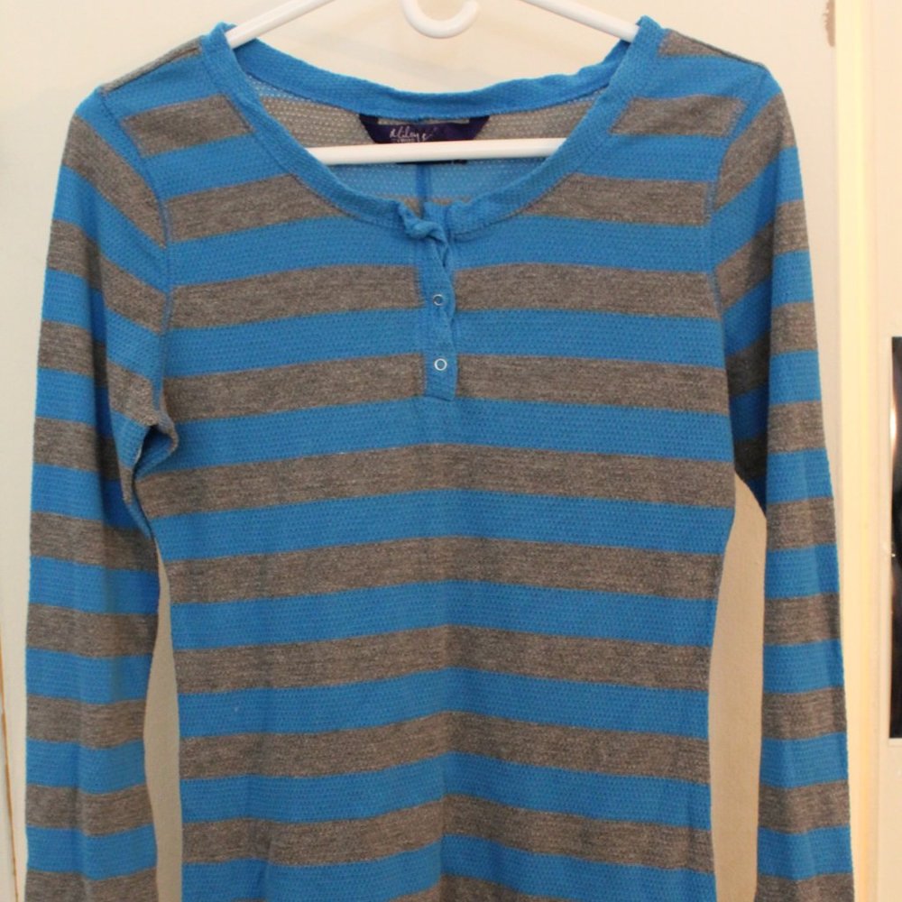 Blue and Grey Strip Top